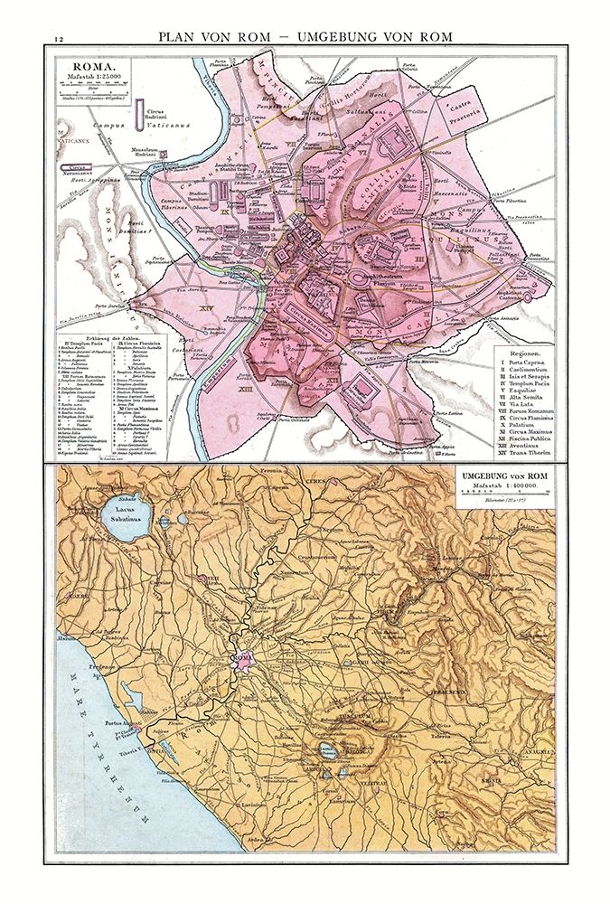 Rome City Plan Italy - Droysen 1886