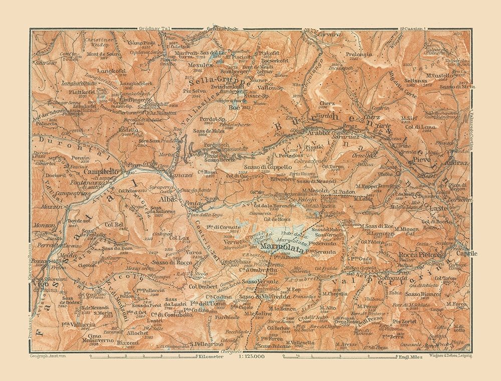 Marmolata Glacier Italy - Baedeker 1910