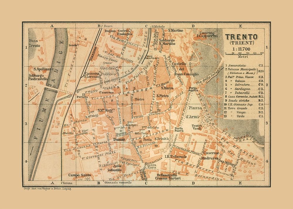 Trento Italy - Baedeker 1910