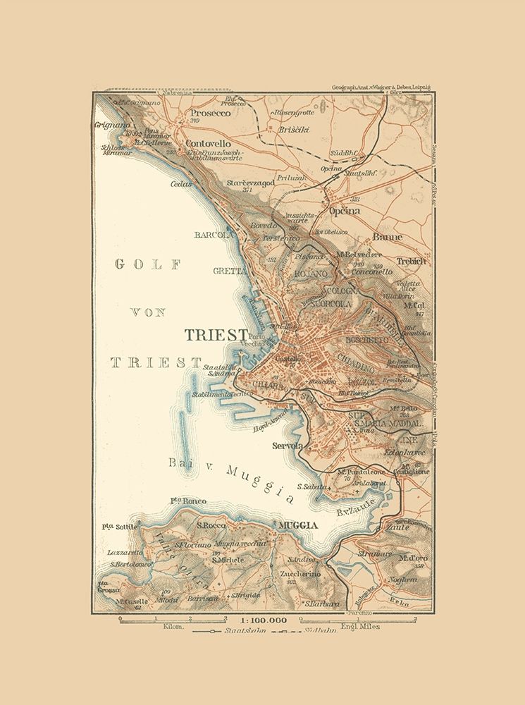 Trieste Region Italy - Baedeker 1910