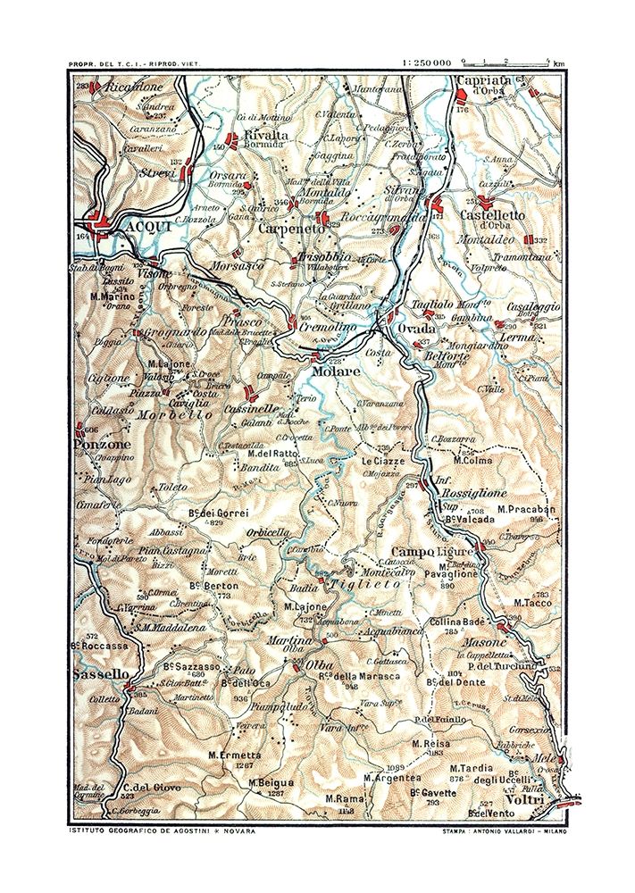 Northwest Italy Molare - Bertarelli 1914