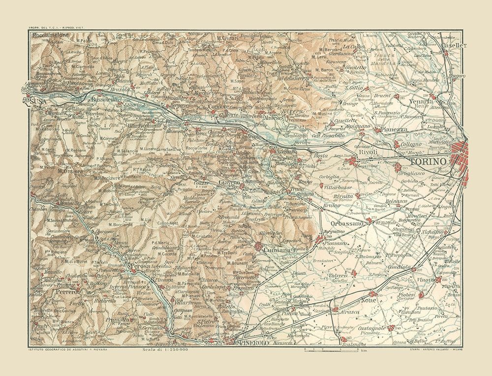 Torino Area Italy - Bertarelli 1914