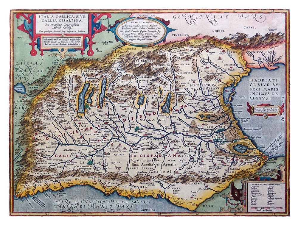 Ancient Northern Italy - Ortelius 1570