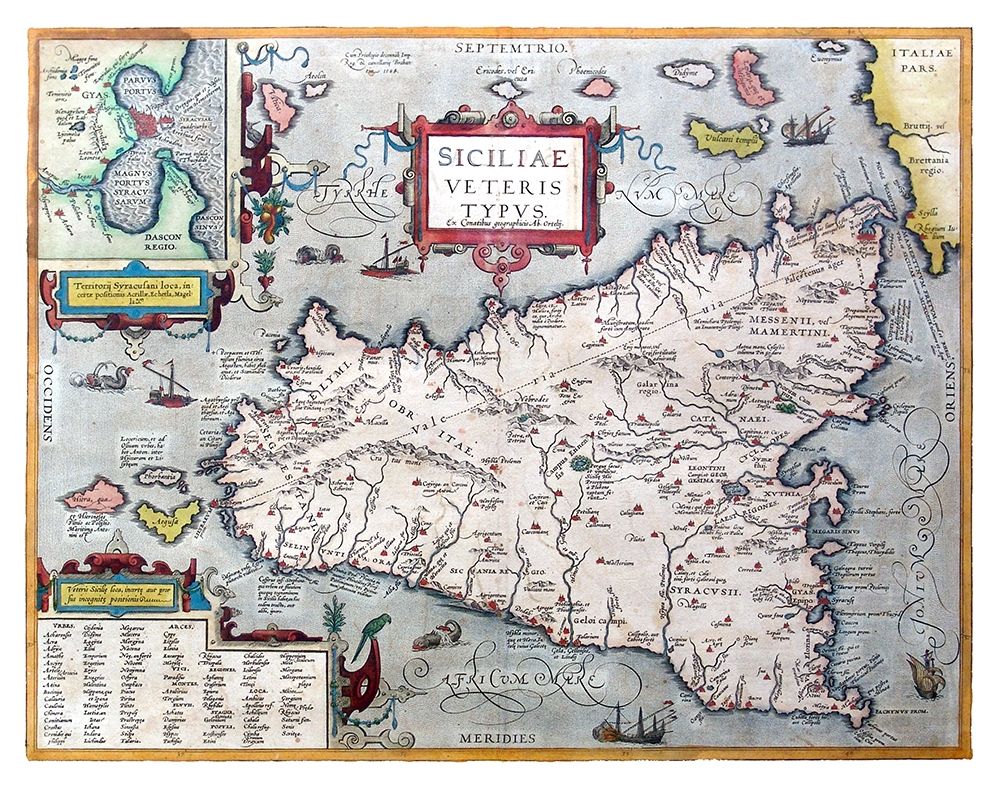 Ancient Sicily Italy - Ortelius 1570