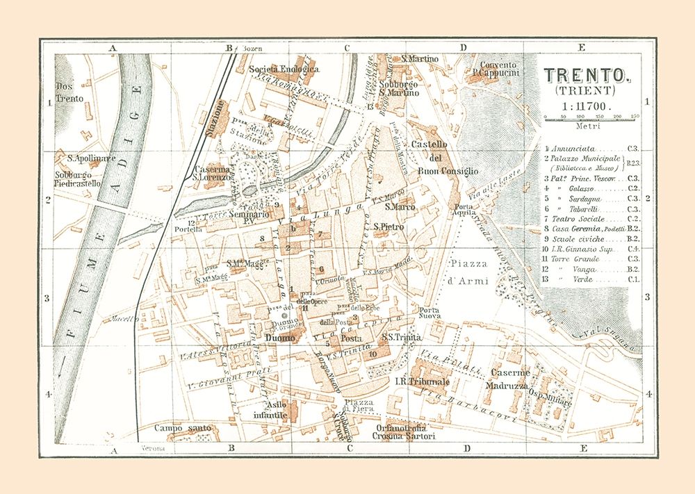 Trento Italy - Baedeker 1896