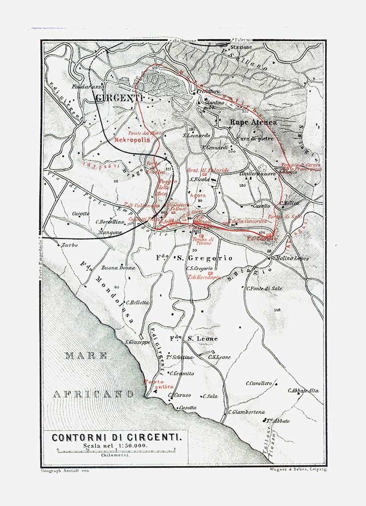 Girgenti Italy - Baedeker 1880