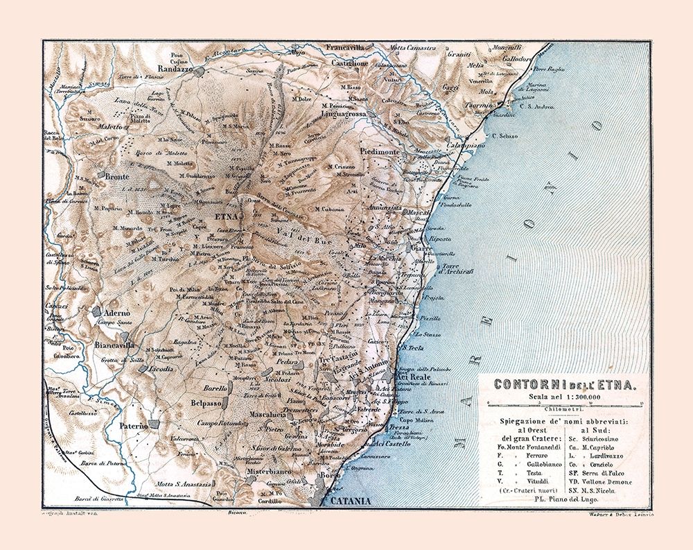 Mount Etna Italy - Baedeker 1880