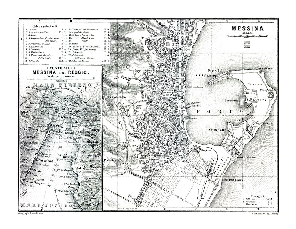 Messina Reggio Italy - Baedeker 1880