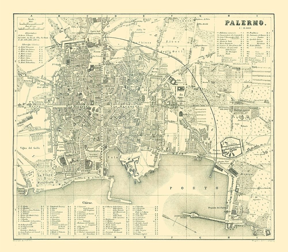 Palermo Italy - Baedeker 1880