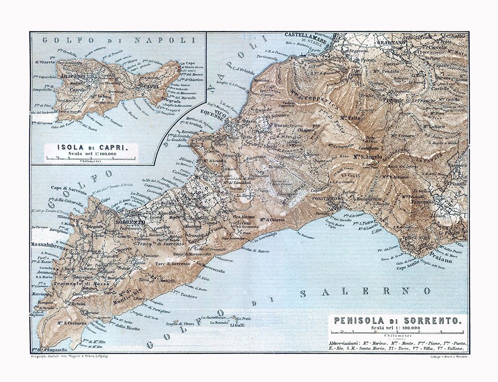 Sorrento Capri Italy - Baedeker 1880