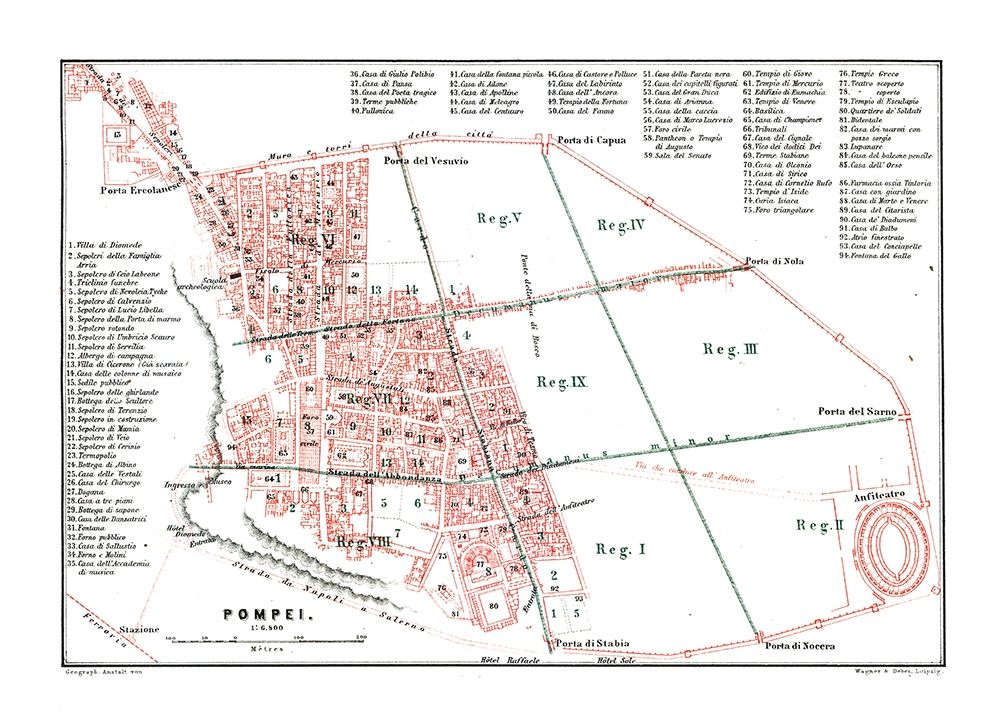 Pompei Italy - Baedeker 1880