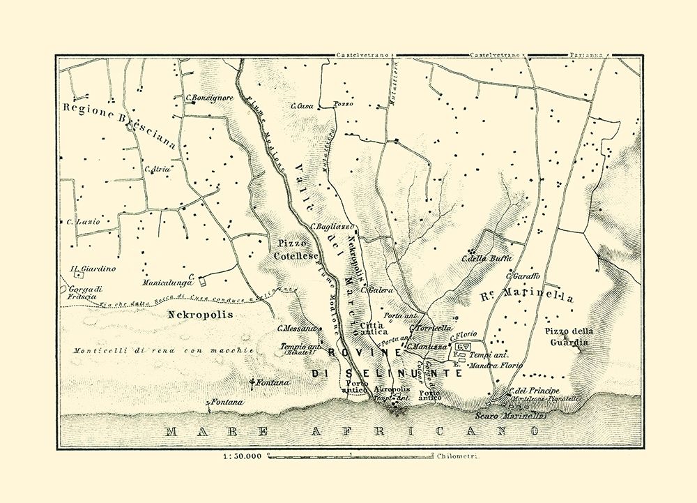 Ruins of Selinunte Italy - Baedeker 1880