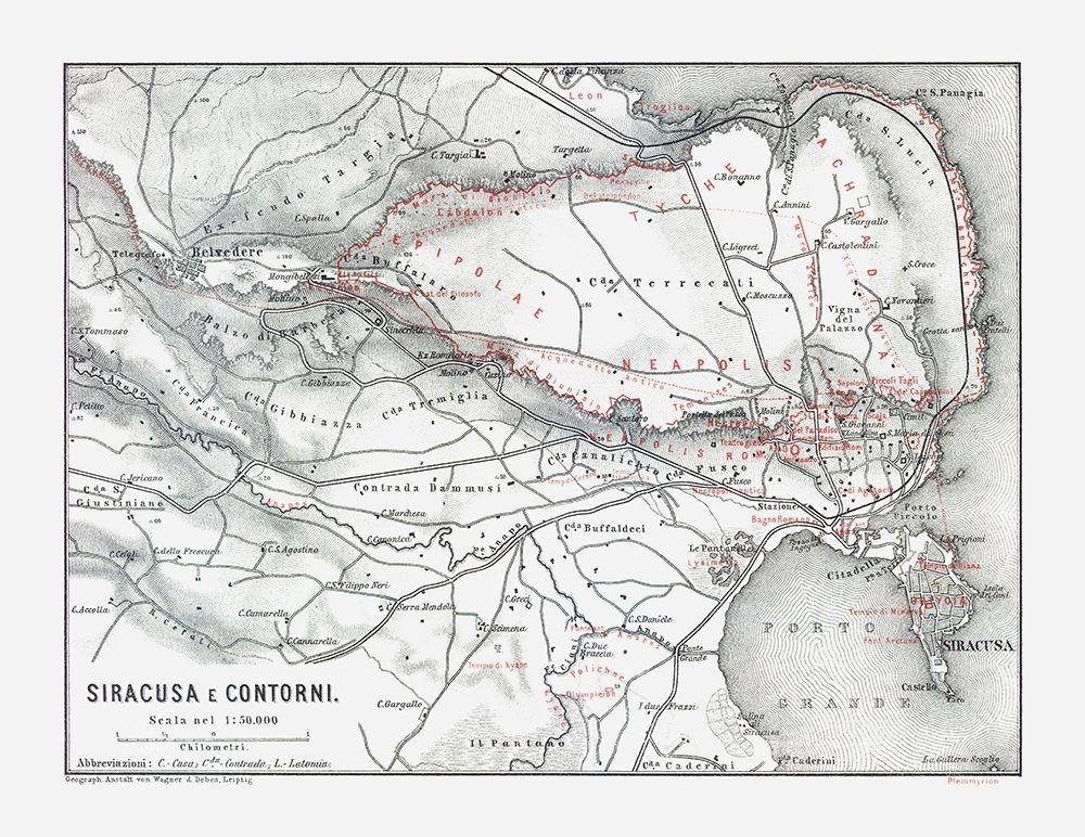 Province of Syracuse Italy - Baedeker 1880