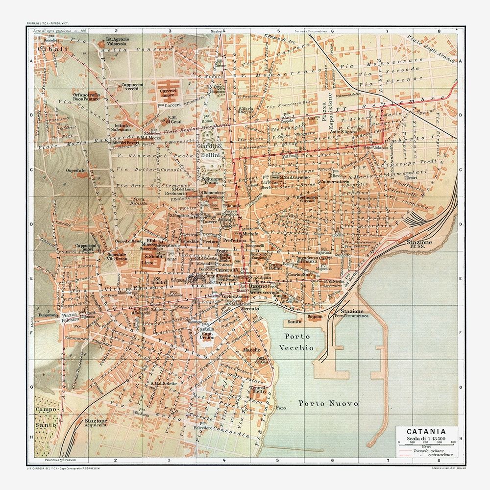 Catania Italy - Baedeker 1880
