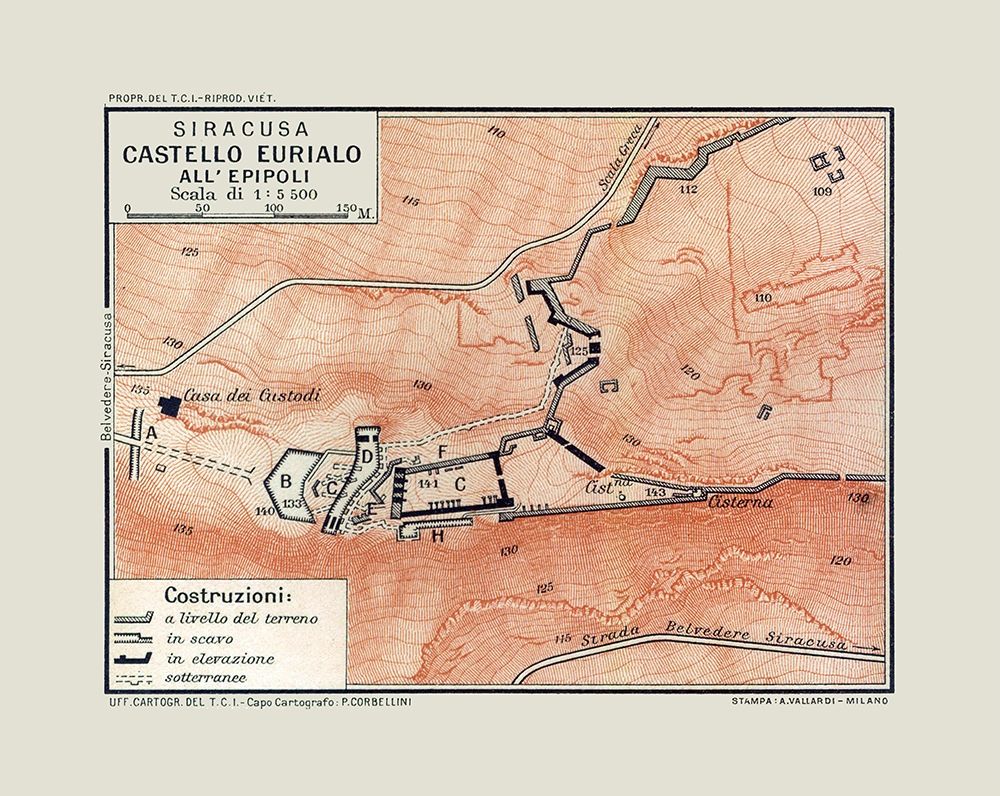 Euryalus fortress Sicily Italy - Baedeker 1880