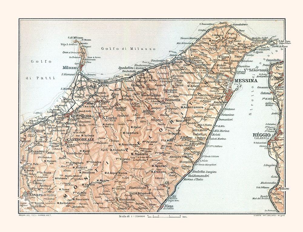 Monti Peloritani Sicily Italy - Baedeker 1880