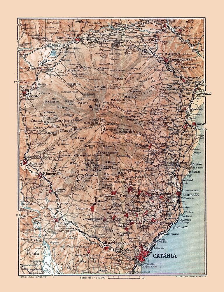 Mount Etna Region Sicily Italy - Baedeker 1880