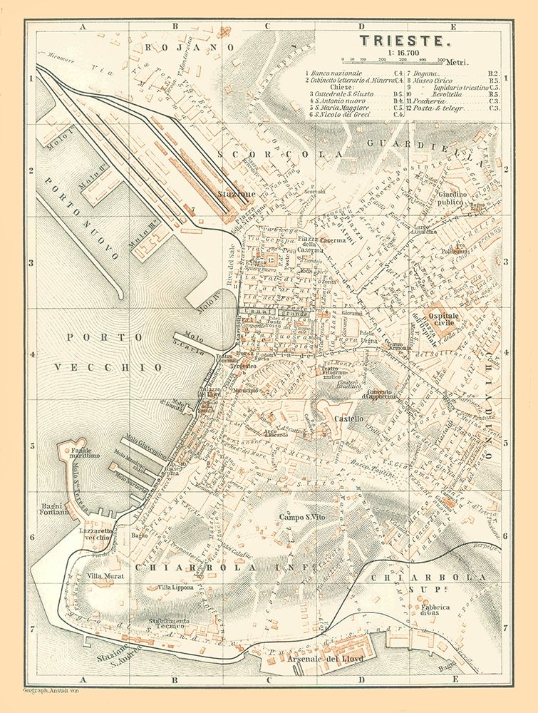 Trieste Italy - Baedeker 1896