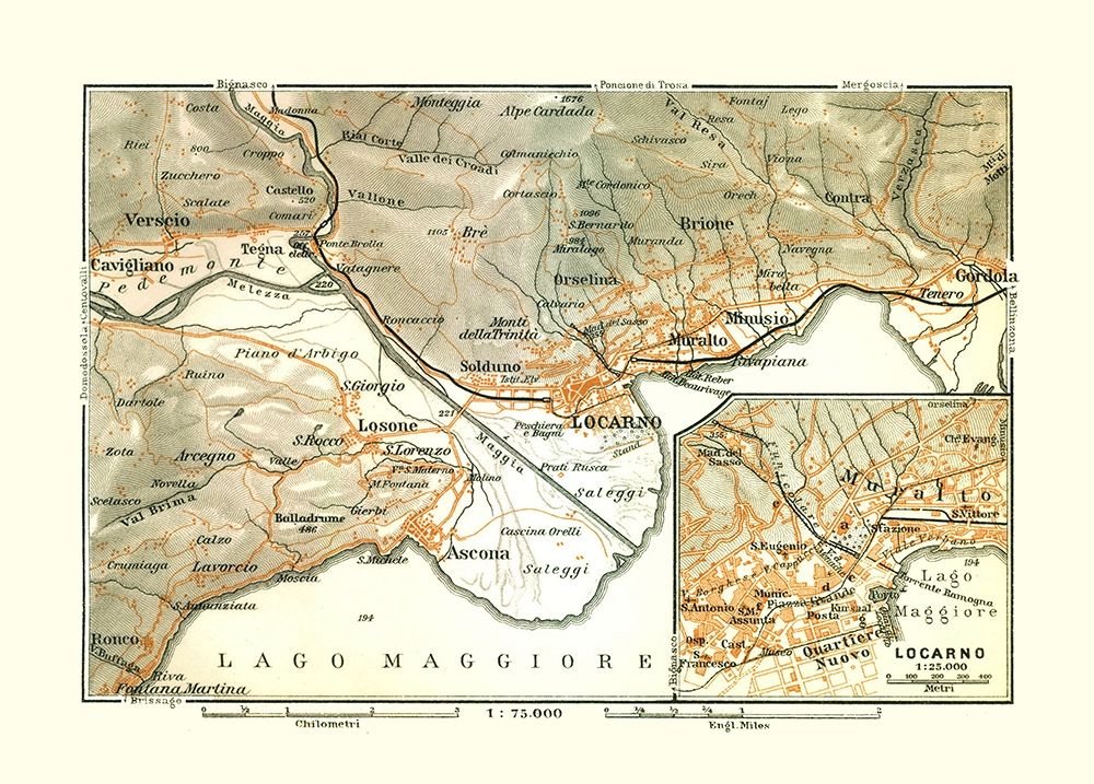 Locarno Region Italy - Bertarelli 1914