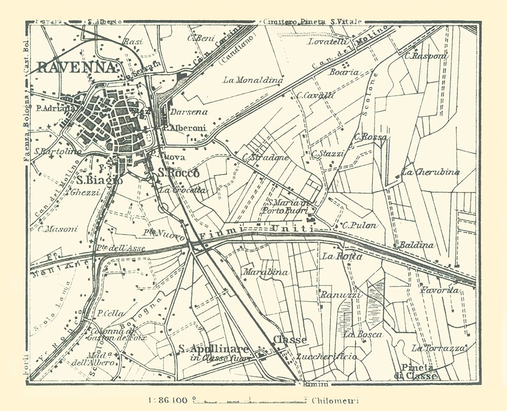 Ravenna Plan Italy - Bertarelli 1914