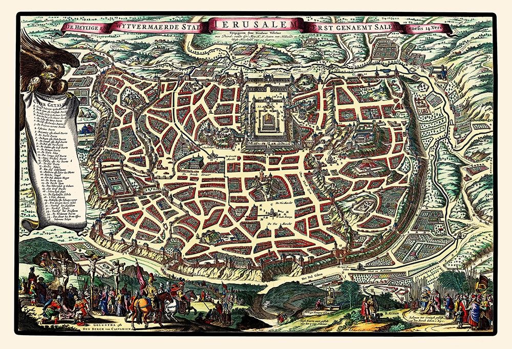 Jerusalem Israel Panoramic - Visscher 1660