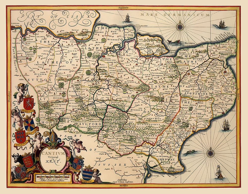 Kent County England - Blaeu 1646