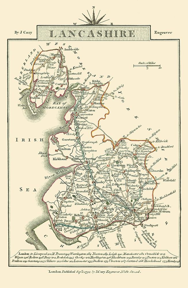 Lancashire County England - Cary 1792