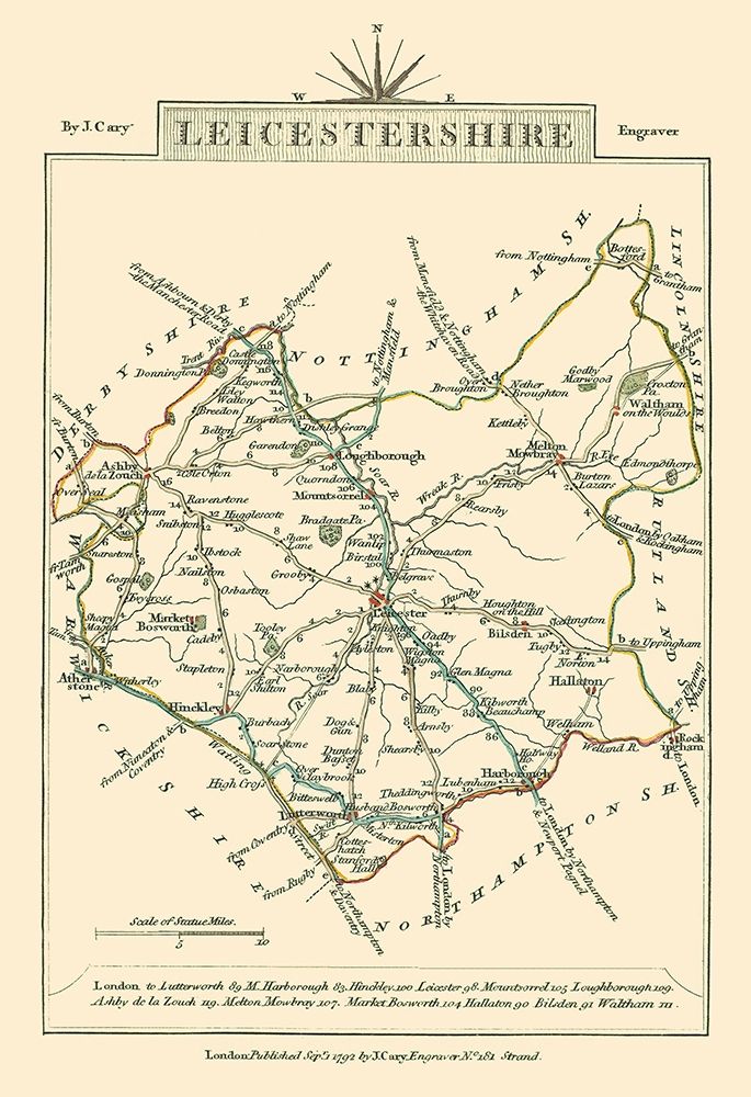 Leicestershire County England - Cary 1792