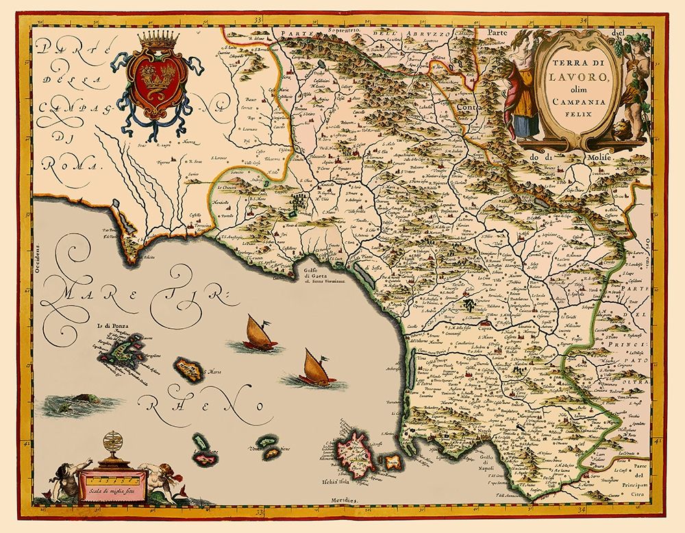 Livorno Region Italy - Blaeu 1640
