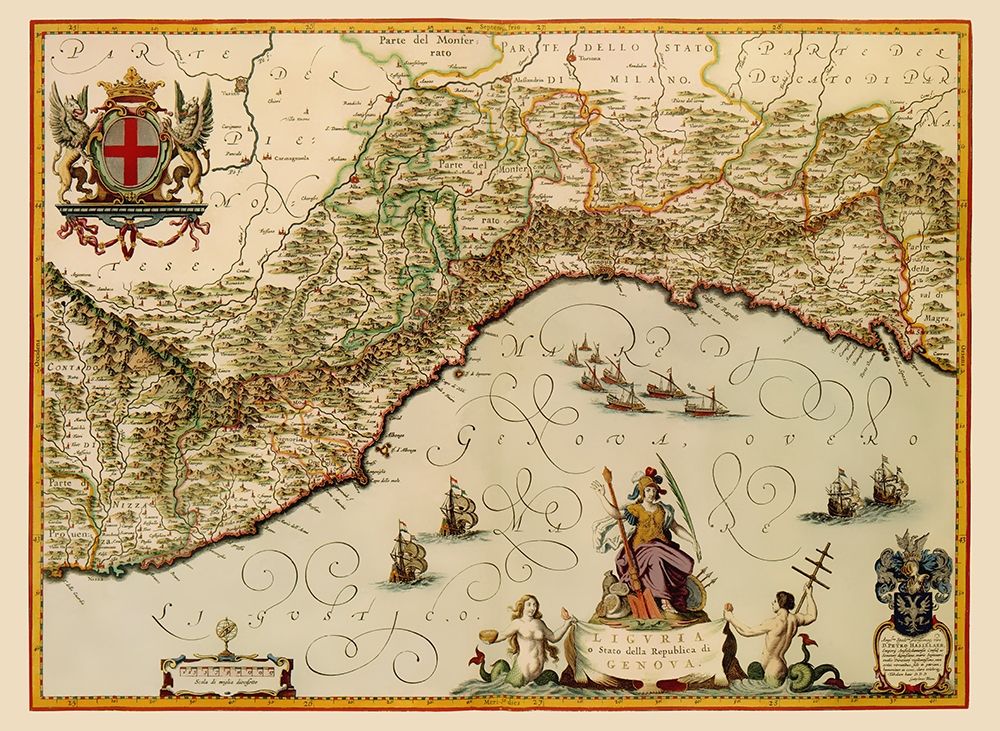 Liguria Region Italy - Blaeu 1640