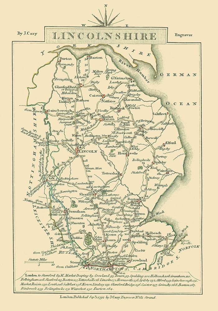 Lincolnshire County England - Cary 1792