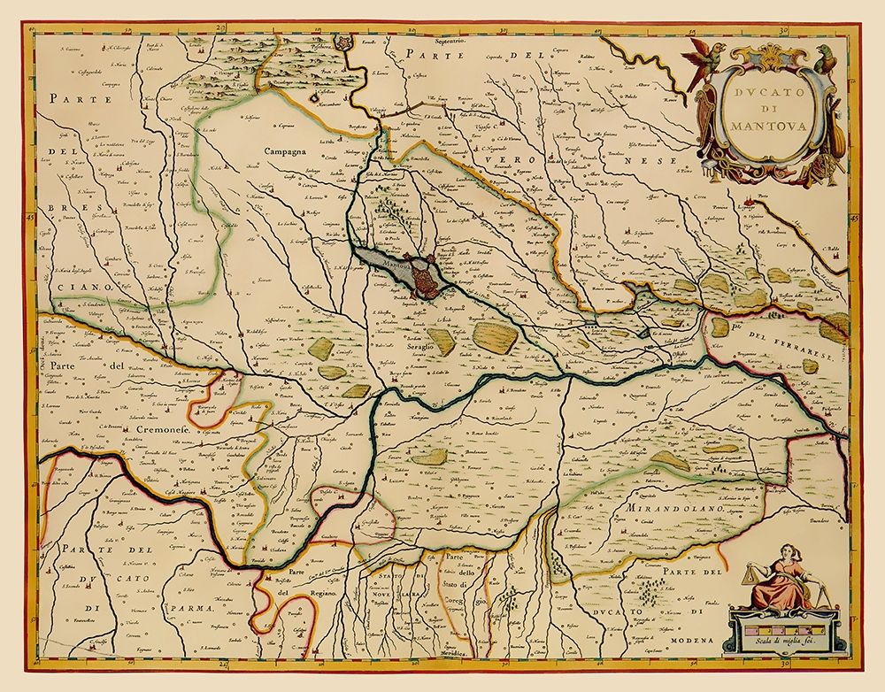 Po Valley Italy - Blaeu 1640