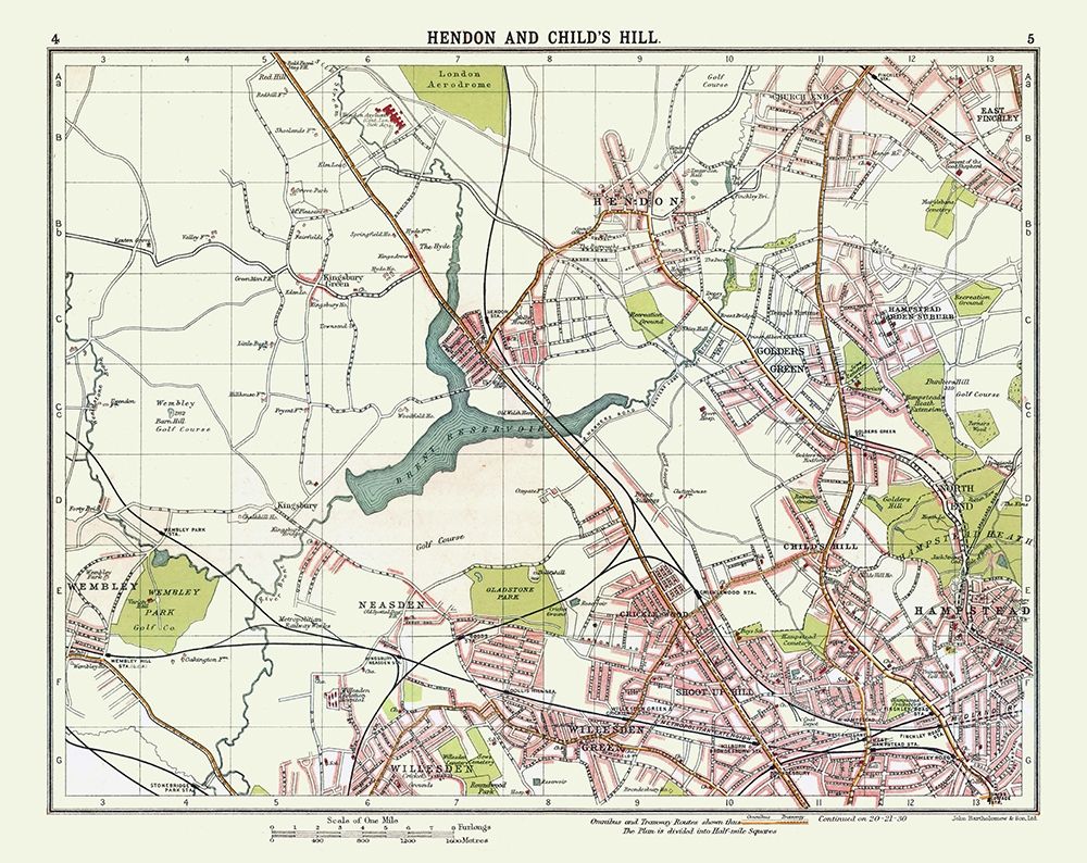 Hendon Childs Hill London UK - Bartholomew 1921