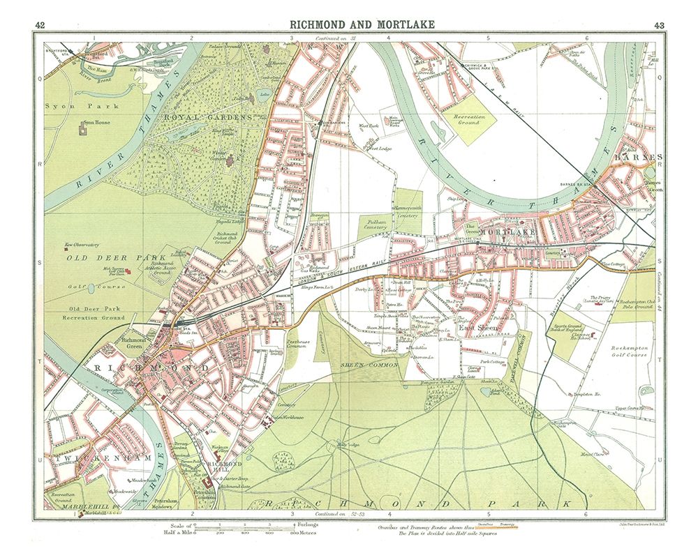 Richmond Mortlake London UK - Bartholomew 1921