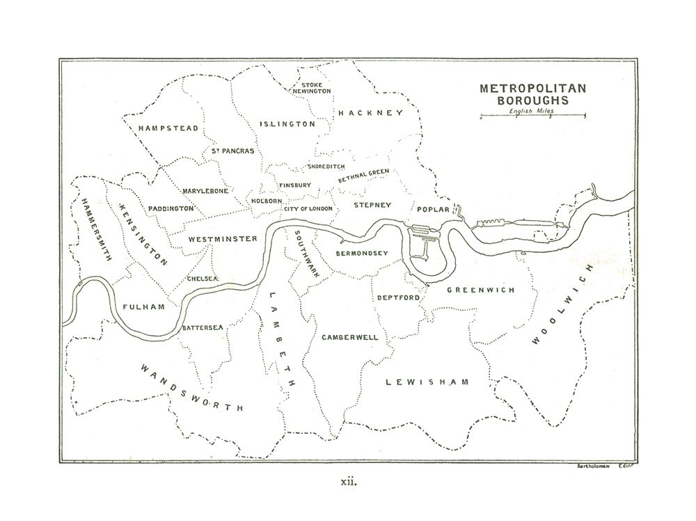 Metropolitan Boroughs London UK - Bartholomew 1921