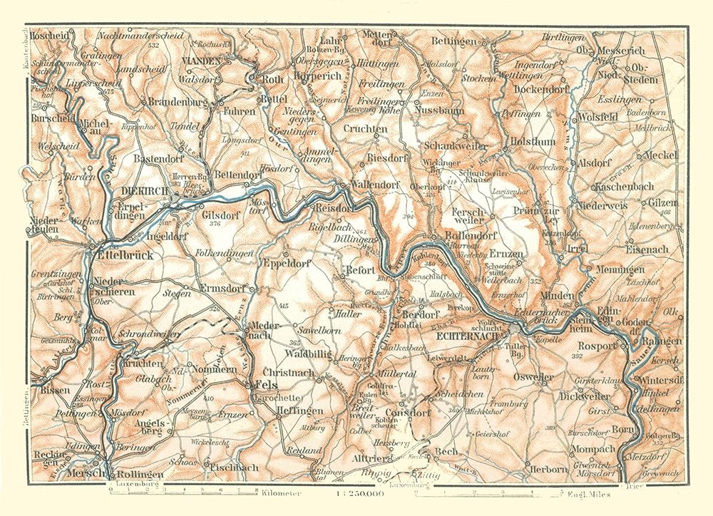 Echternach Luxembourg Europe - Baedeker 1910