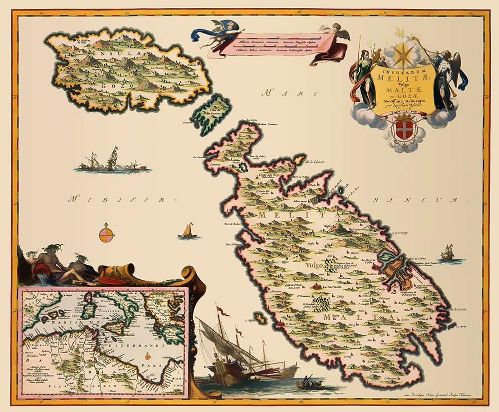 Mediterranean Malta - Visscher 1681