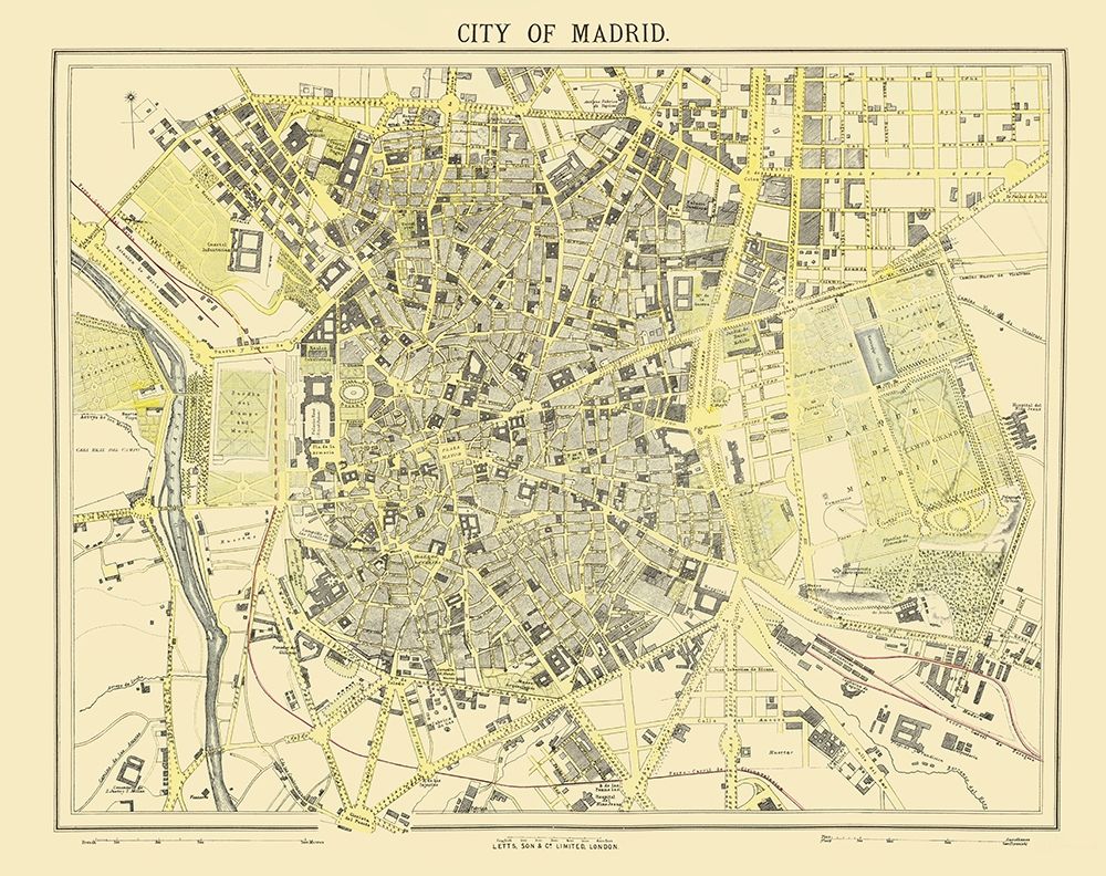 Iberian Peninsula Madrid Spain - Letts 1883