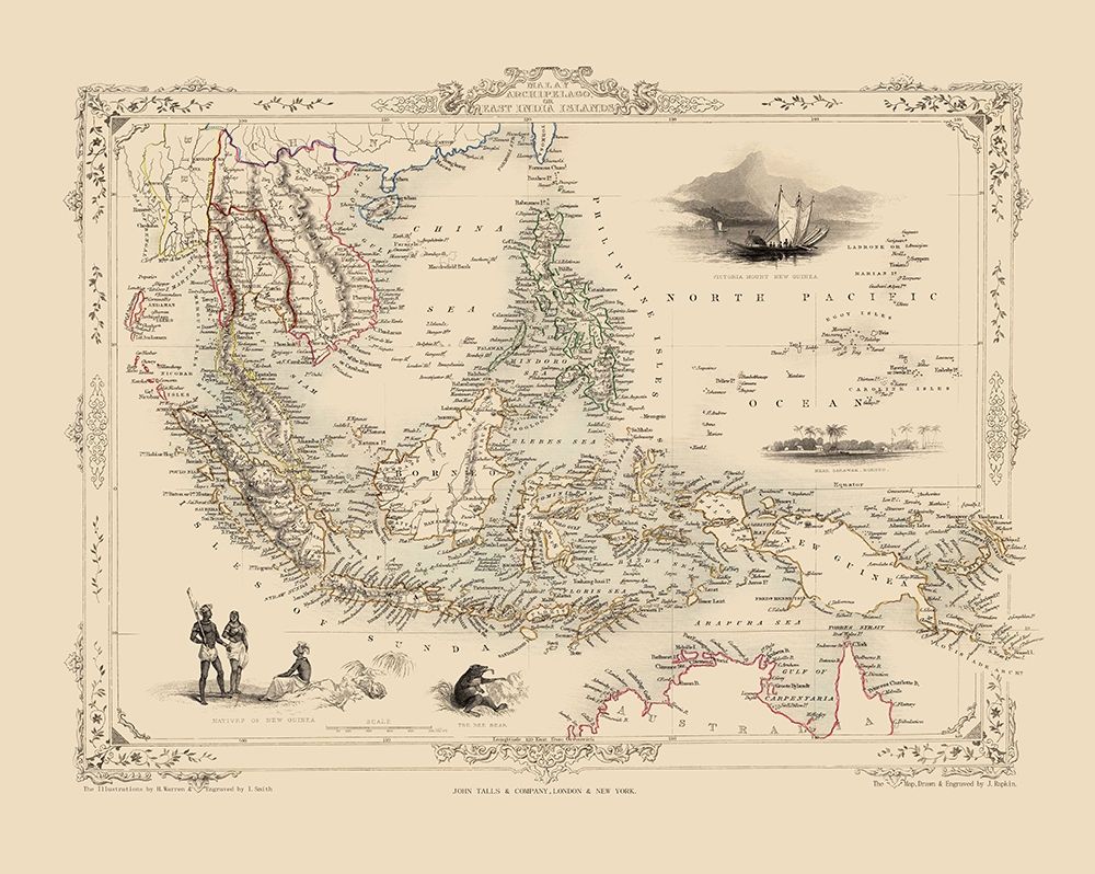 Malasian Archipelago Asia - Tallis 1851