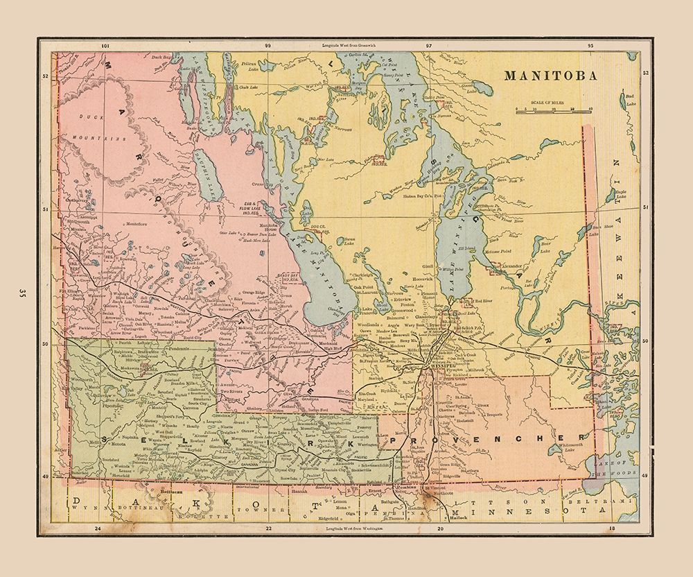 Manitoba Province Canada - Cram 1888