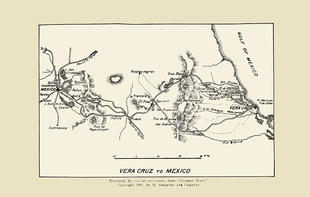 Vera Cruz to Mexico City War Map 1893
