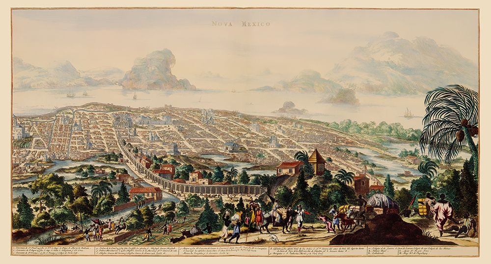 Panoramic Mexico City Mexico - Ogilby 1671