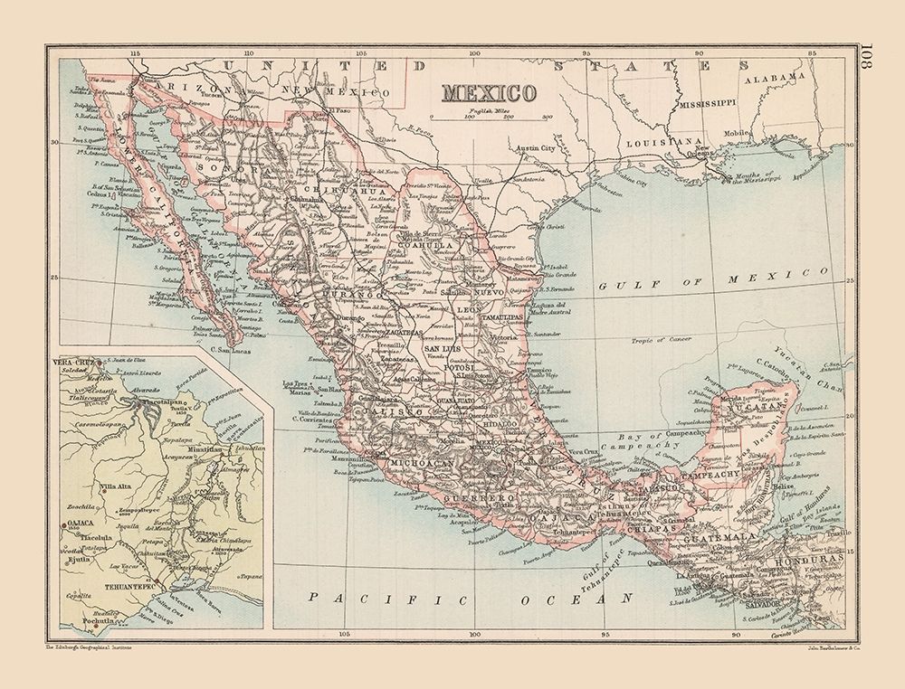 Guatemala Mexico - Bartholomew 1892