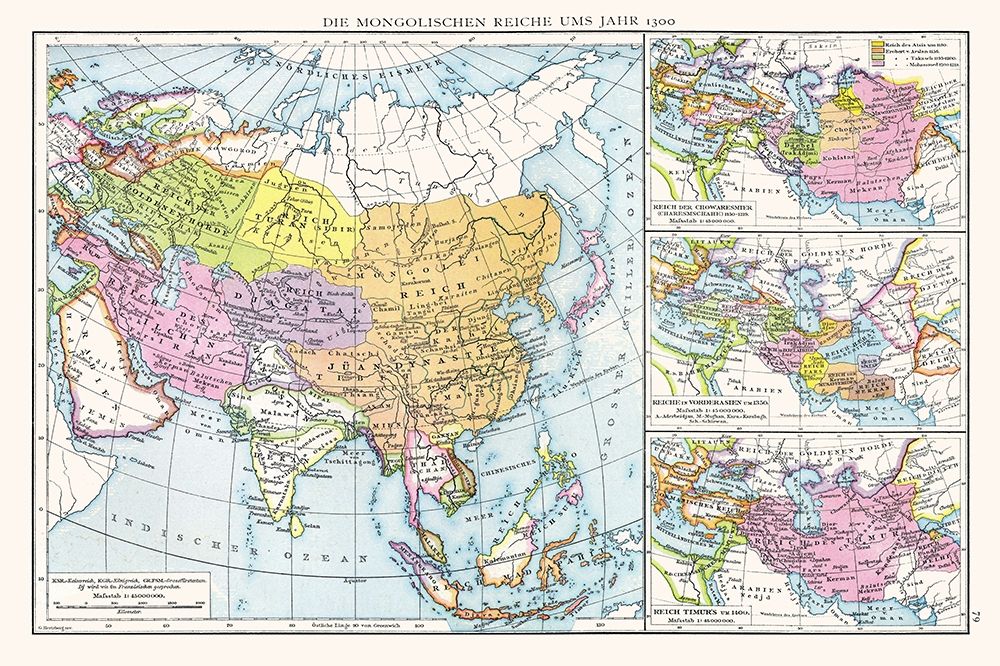 Mongol Empires 1300 Asia - Droysen 1886