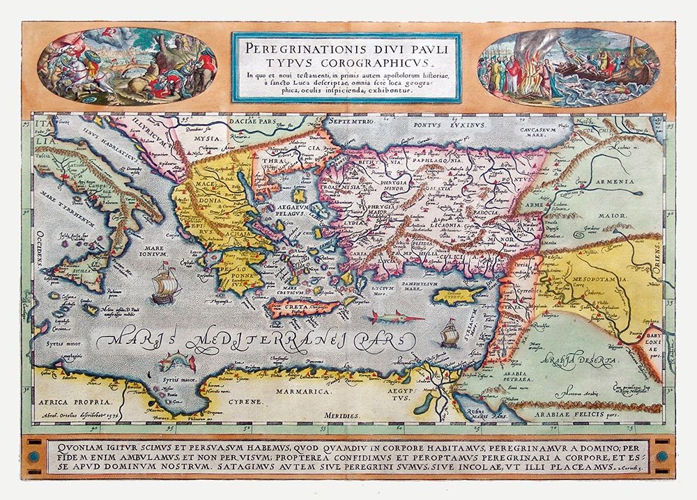 Journeys of Paul Middle East - Ortelius 1570