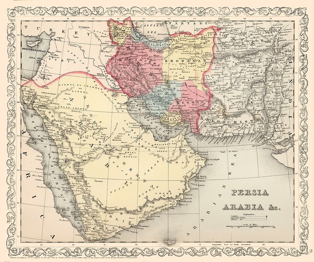 Middle East Persia Arabia - Mitchell 1857