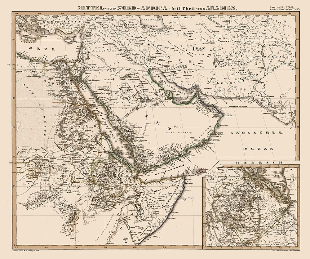 Middle East North Africa Arabia - Stieler 1848