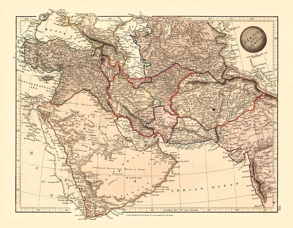 Middle East Persia Arabia - Arrowsmith 1825