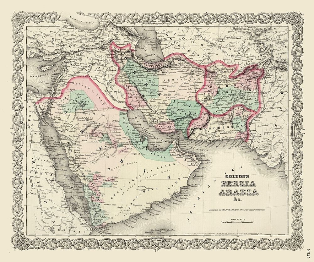 Middle East Persia Arabia - Colton 1855