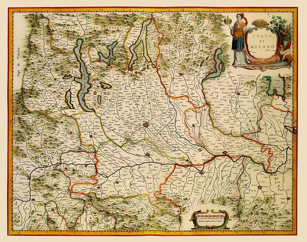 Milano Region Italy - Blaeu 1640